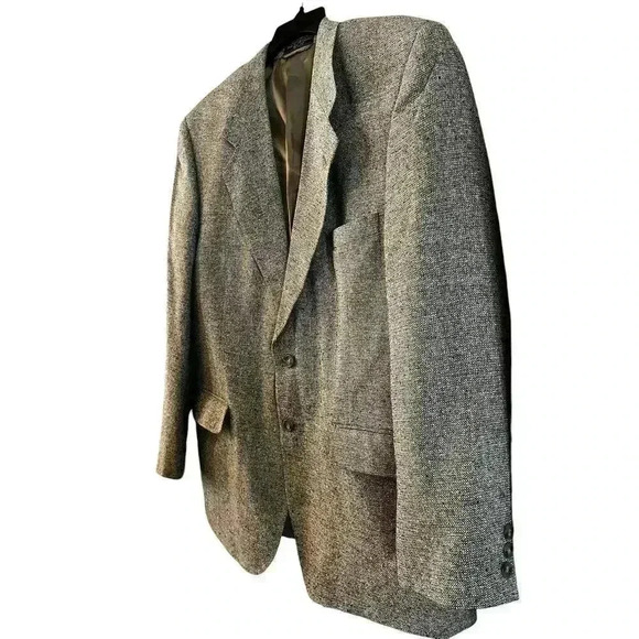Barrington 100% SILK Tweed Sport Coat Blazer Jacket 2 Bttn Brown White Black 42R - Picture 4 of 8